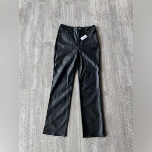 High Waisted Faux Leather Slim Pants